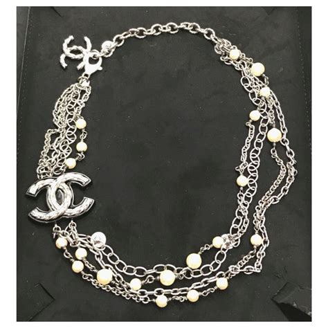 chanel multi strand necklace pearl flower|chanel double strand sale.